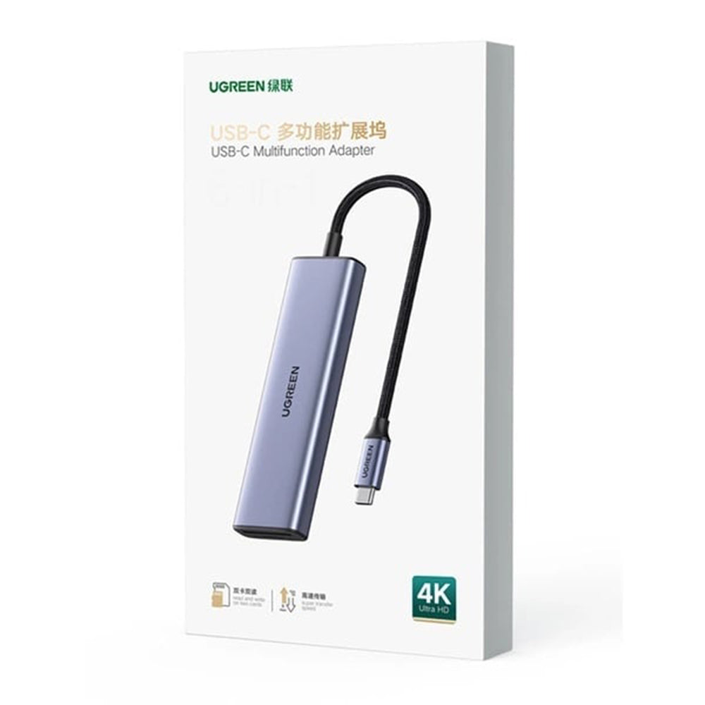 Hub USB-C UGREEN CM511 (20956A), 3 x USB-A 3.0 - 1 x HDMI - 1 x SD - 1 x microSD, Siv