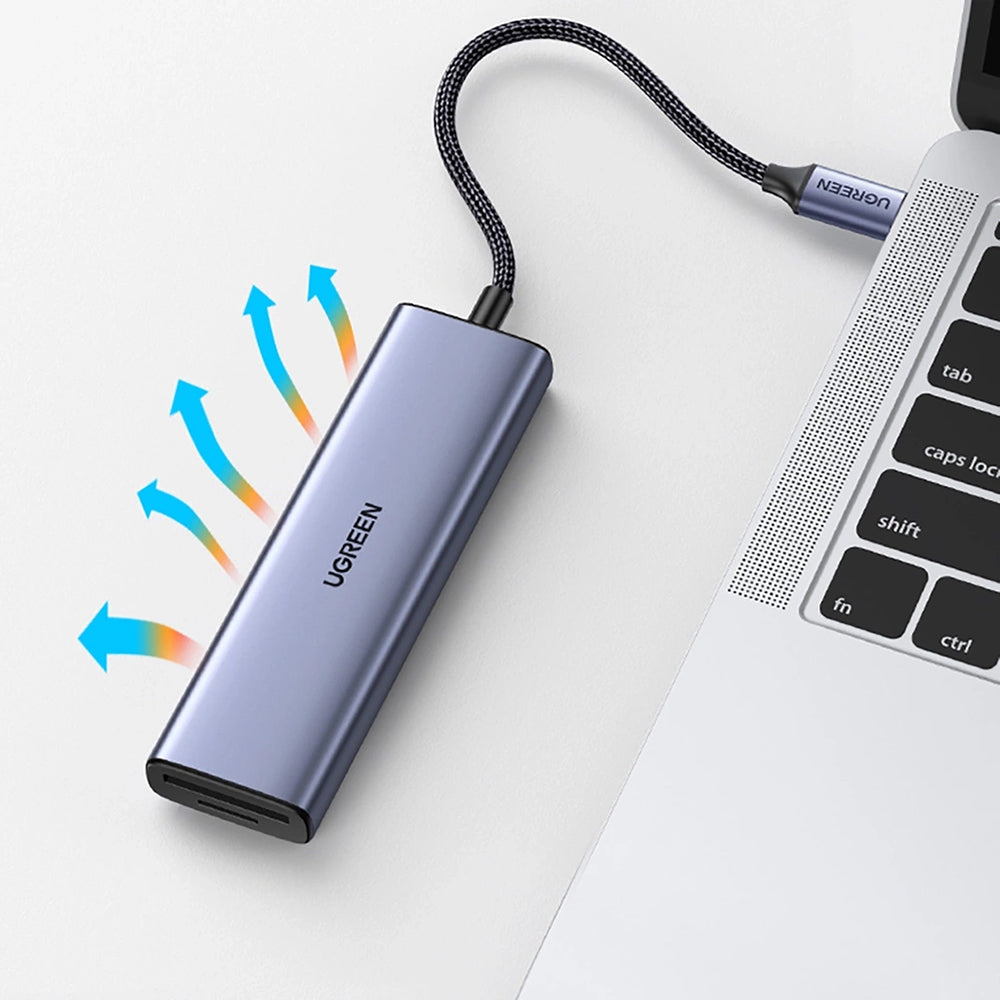 Hub USB-C UGREEN CM511 (20956A), 3 x USB-A 3.0 - 1 x HDMI - 1 x SD - 1 x microSD, Siv