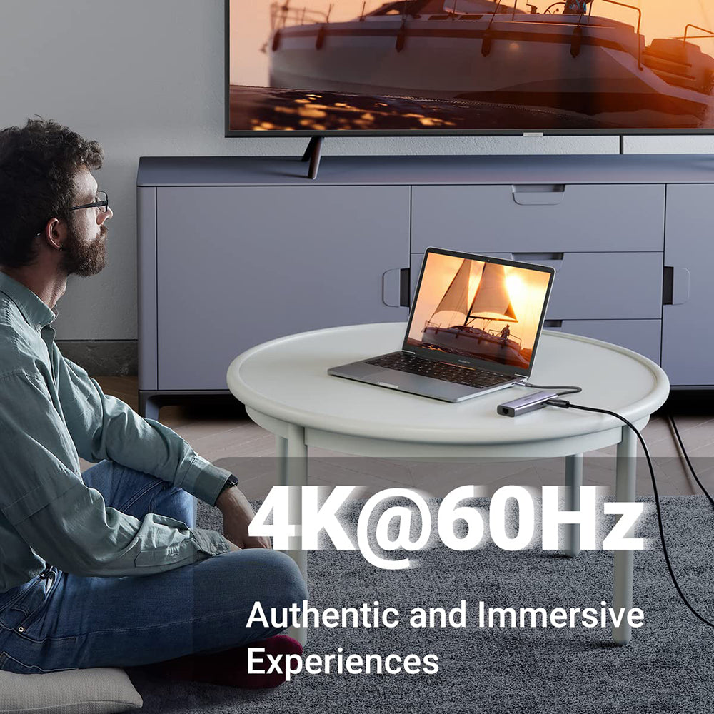 Hub USB-C UGREEN CM512 (60515), 2 x USB-A 3.0 - 1 x USB-C - 1 x HDMI - 1 x SD - 1 x microSD - 1 x RJ45, Siv