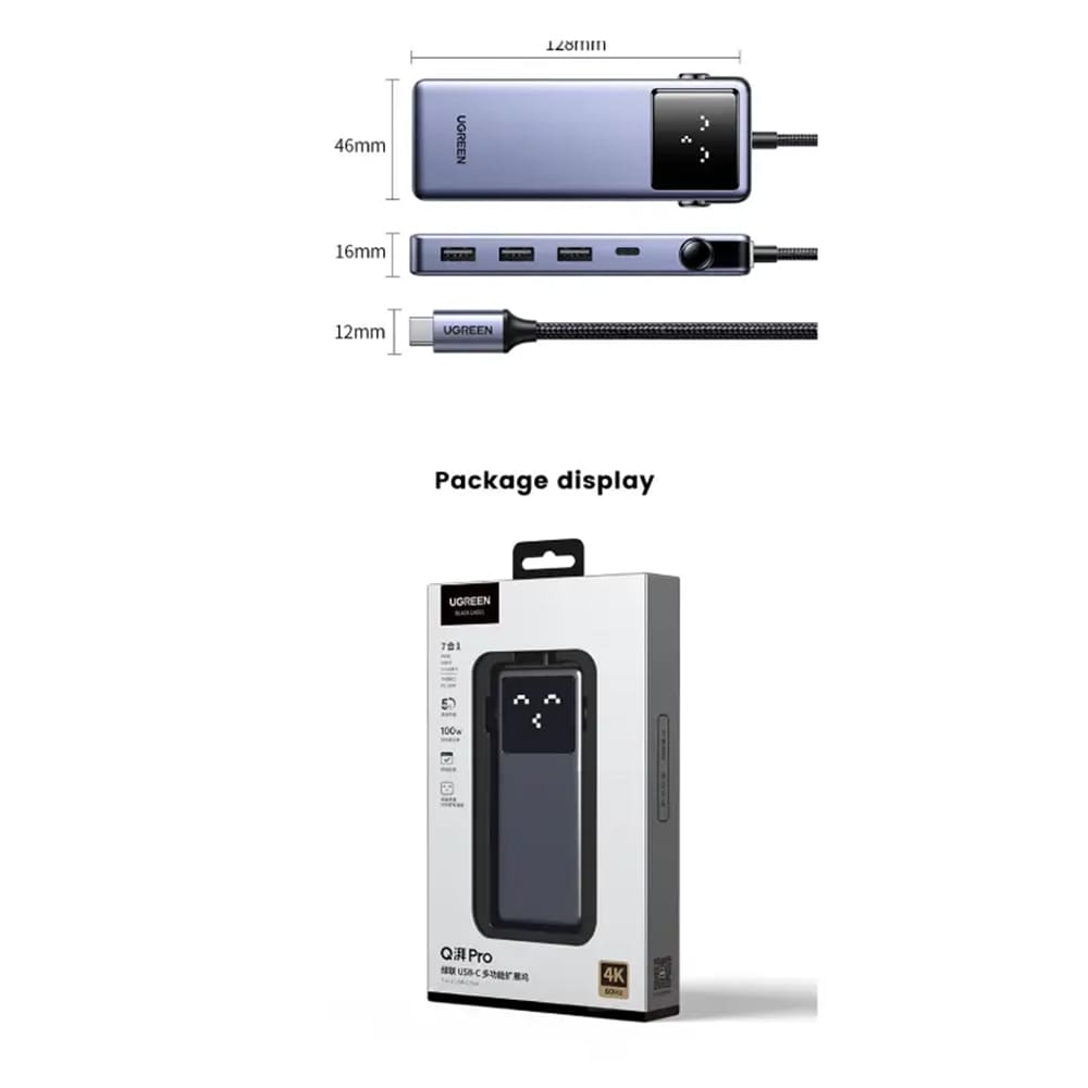 Hub USB-C UGREEN CM888 (45155) Uno, 6v1, Siv