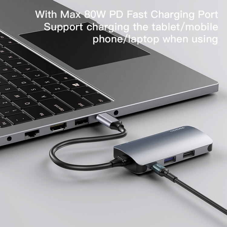 Hub USB-C Yesido HB15, 6v1, Siv