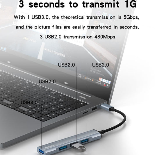 Hub USB-C Yesido HB17, 4v1, Siv