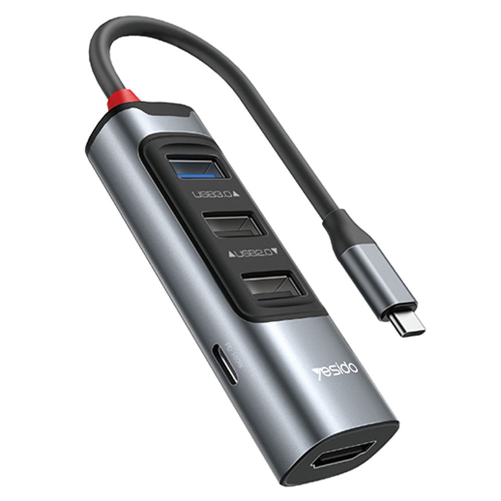 Hub USB-C Yesido HB22, 5v1, Siv