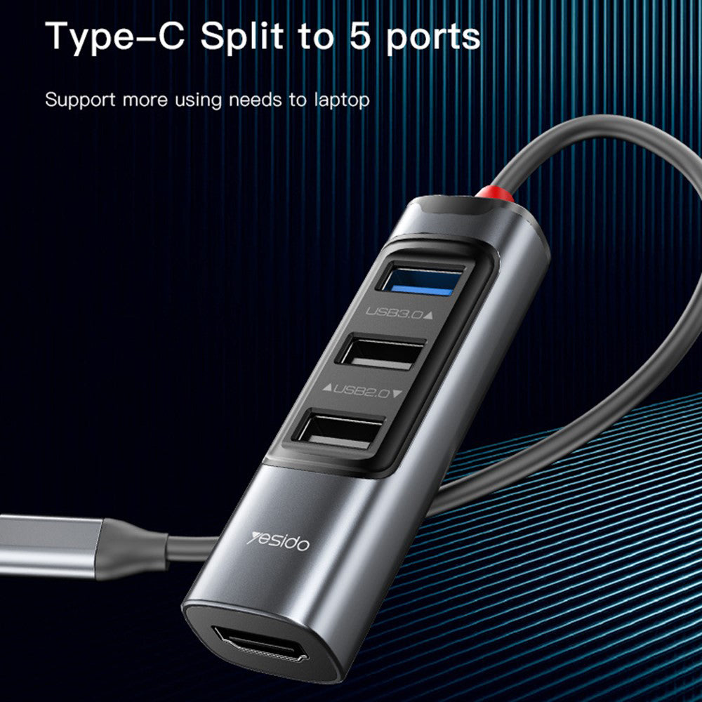 Hub USB-C Yesido HB22, 5v1, Siv