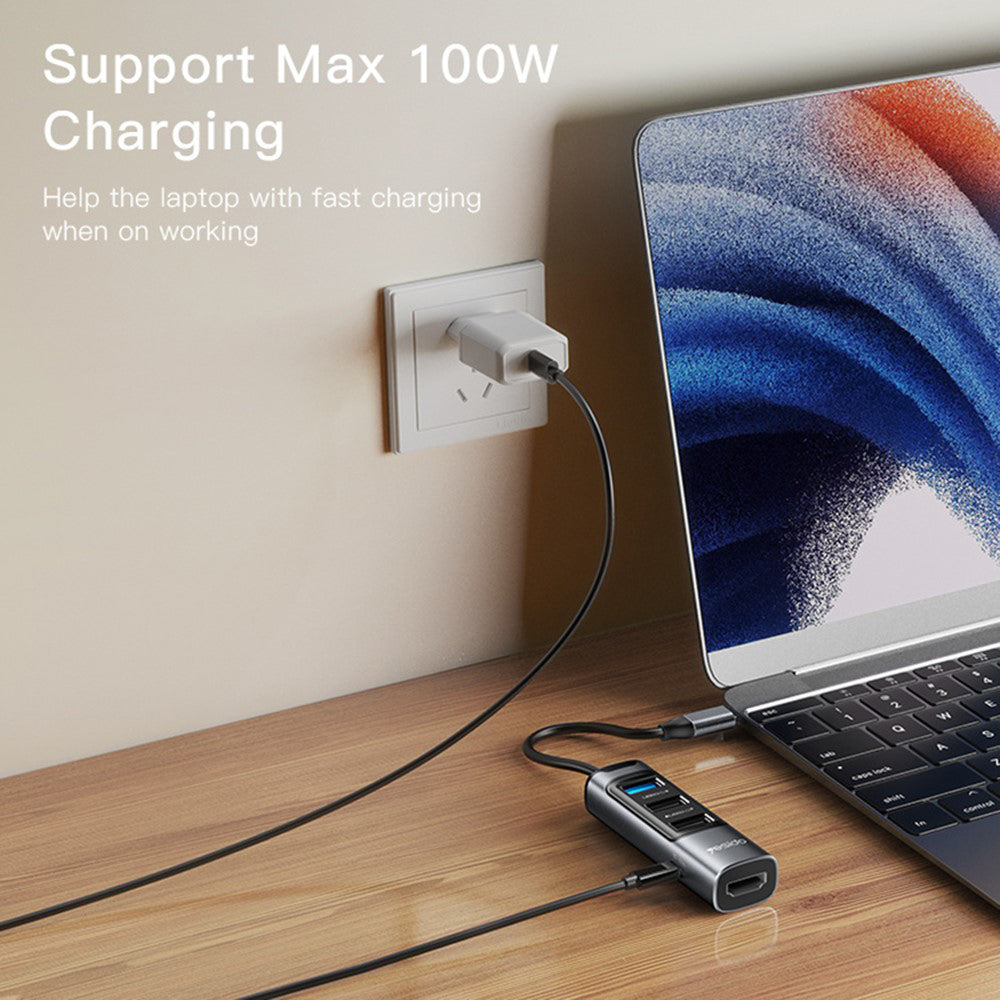 Hub USB-C Yesido HB22, 5v1, Siv