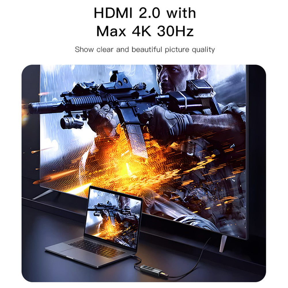 Hub USB-C Yesido HB22, 5v1, Siv