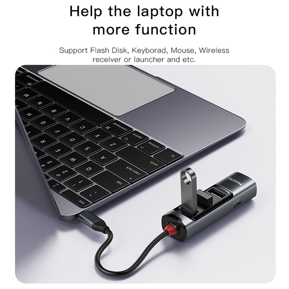 Hub USB-C Yesido HB22, 5v1, Siv