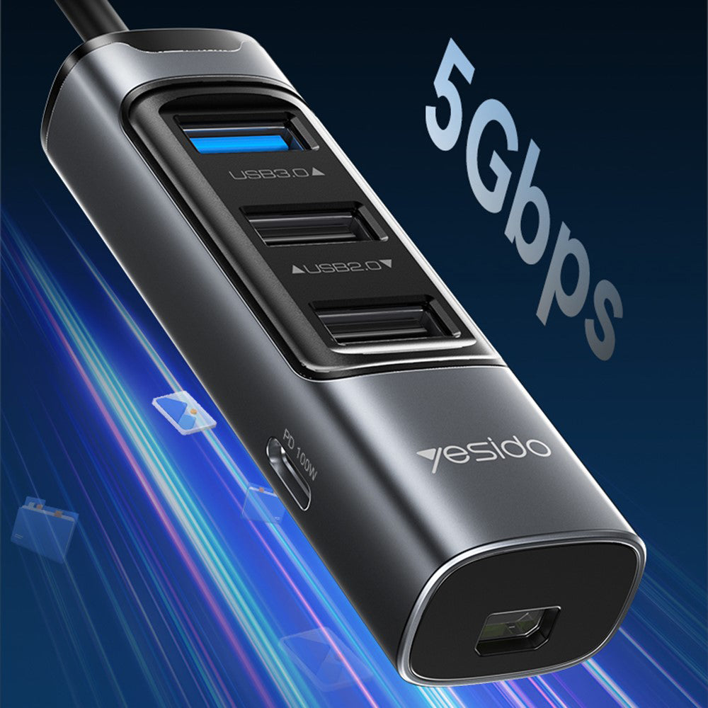 Hub USB-C Yesido HB24, 5v1, Siv