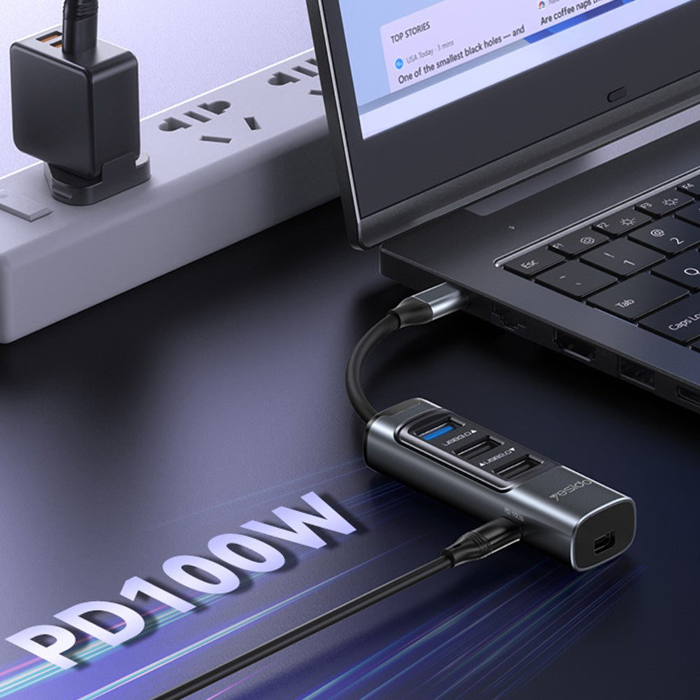 Hub USB-C Yesido HB24, 5v1, Siv