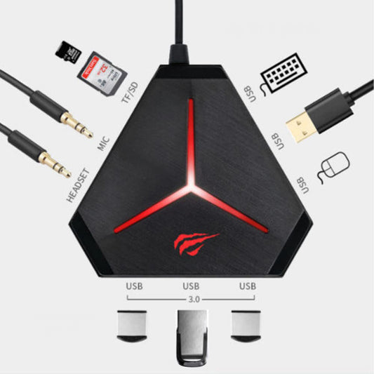 Hub USB HAVIT H95, 10v1, Črn