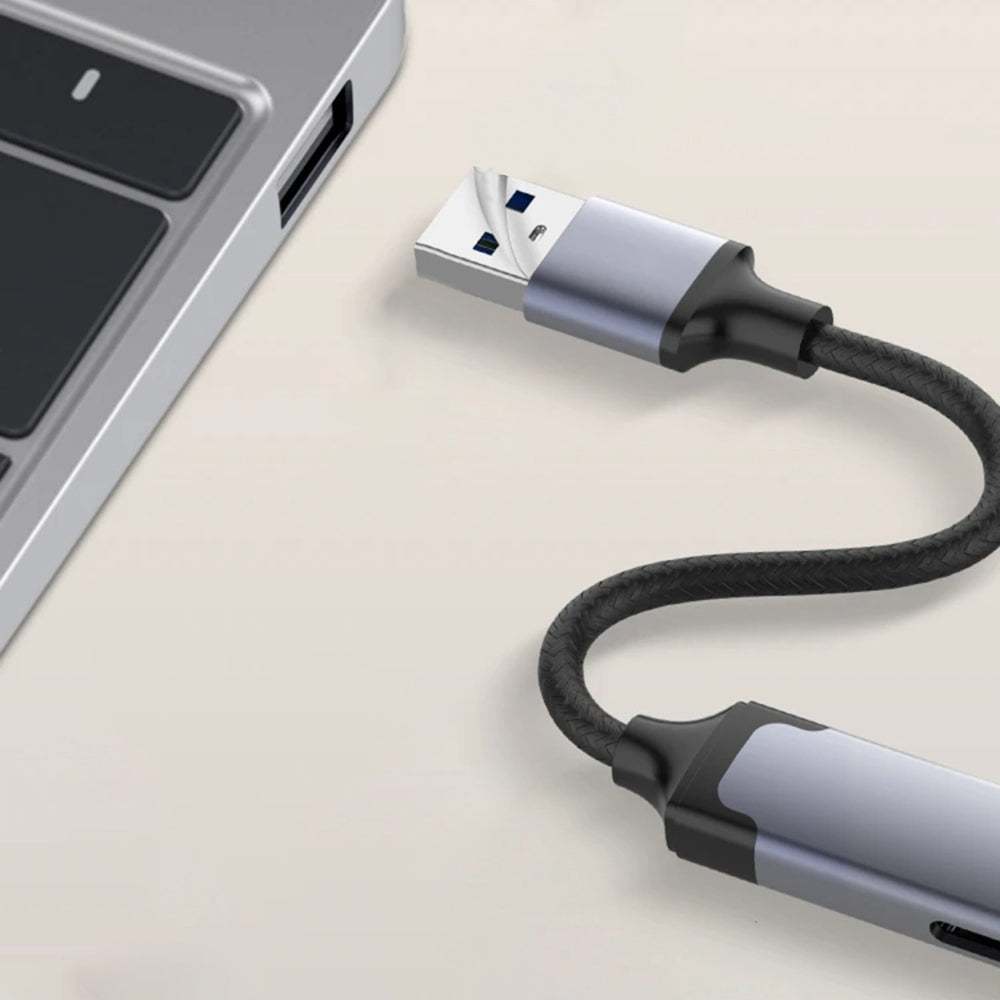 USB Hub Techsuit H19 PolarisBridge, 4v1, Sivo Bel