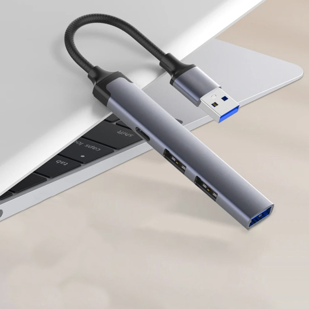 USB Hub Techsuit H19 PolarisBridge, 4v1, Sivo Bel