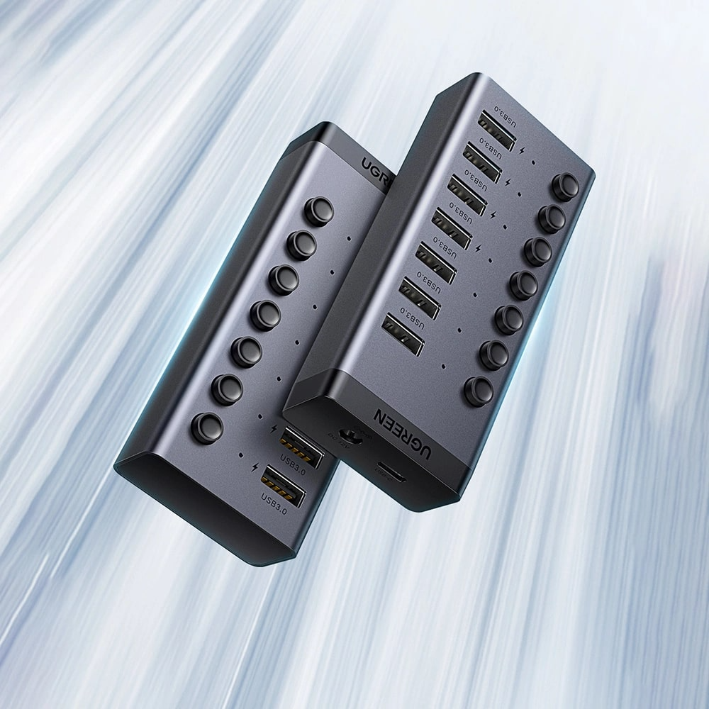 Hub USB UGREEN CM481, 7 x USB-A 3.0, Siv