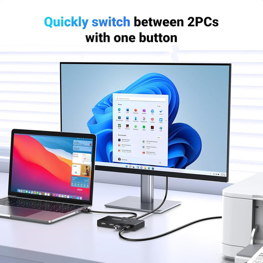 Razdelilnik USB UGREEN US216 Two Sharing Switch Box, 4 x USB-A, črn