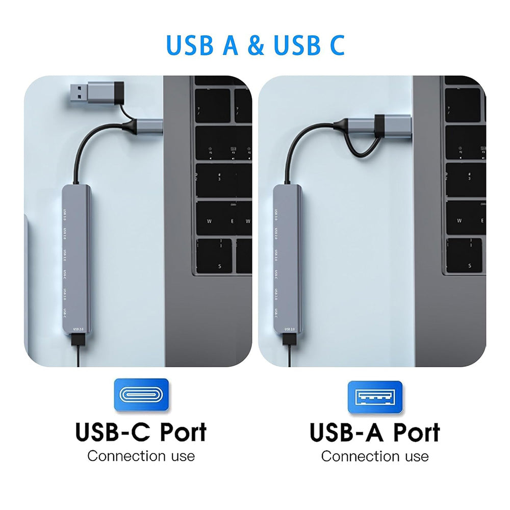 Hub USB / USB-C Techsuit H6 DataBridge, 7v1, Siv