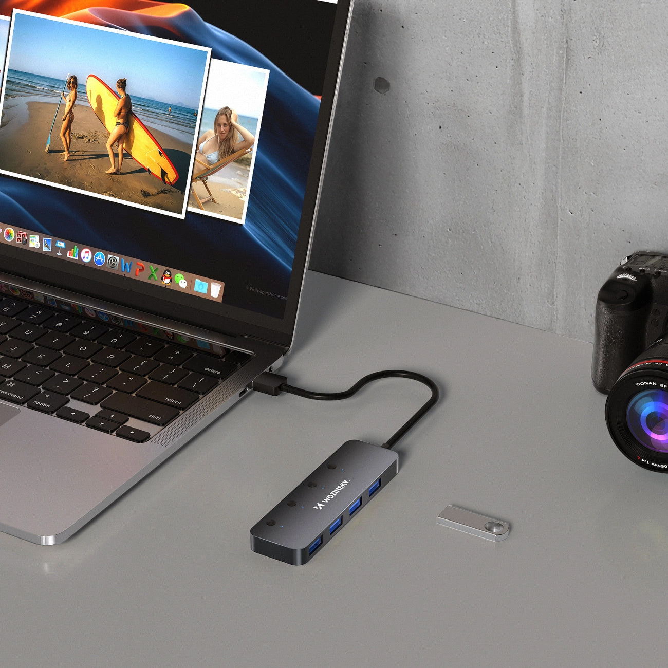 USB Hub WZK WHS080YSS, 4 x USB-A 3.0, Siv