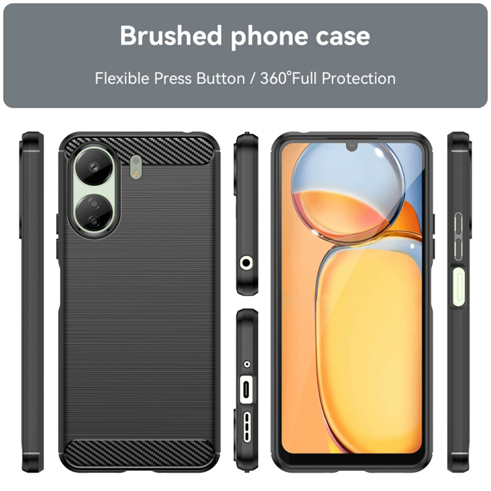 Ovitek s kamero za Xiaomi Poco C65 / Redmi 13C, Techsuit, Carbon, Črn