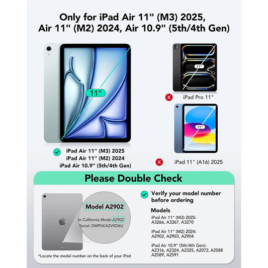 Ovitek s tipkovnico za Apple iPad Air 11 (2026) / iPad Air 11 (2025) / Air 11 (2024) / Air (2022) / Air (2020), ESR, Flex, Siva