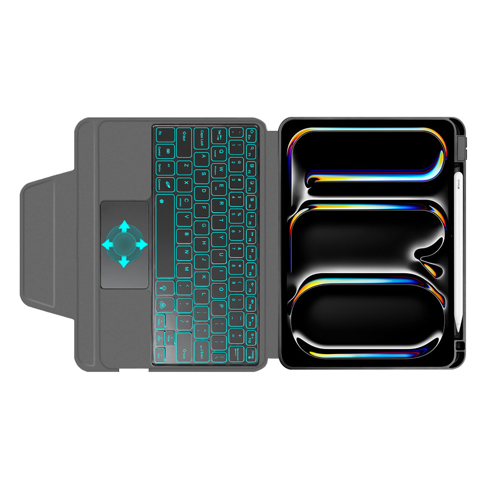 Ovitek s tipkovnico za Apple iPad Pro 11 (2024), Techsuit, KeyTab Pro, Črn