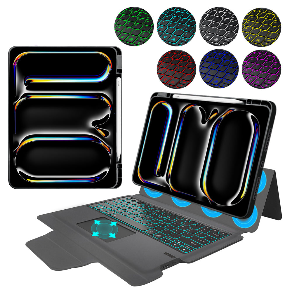 Ovitek s tipkovnico za Apple iPad Pro 13 (2024), Techsuit, KeyTab Pro, črn