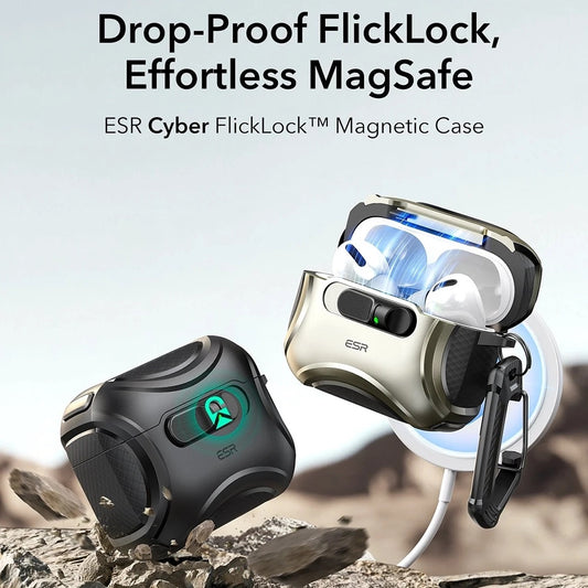 Ovitek ESR Cyber FlickLock za Apple AirPods Pro 3, Siv