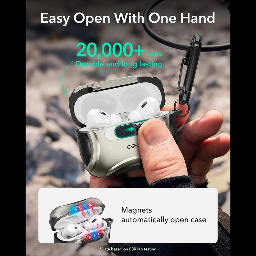 Ovitek ESR Cyber FlickLock za Apple AirPods Pro 3, Siv