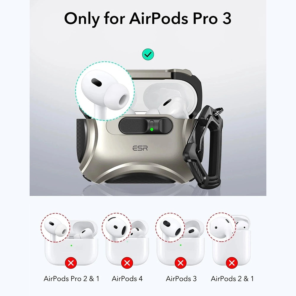 Ovitek ESR Cyber FlickLock za Apple AirPods Pro 3, Siv