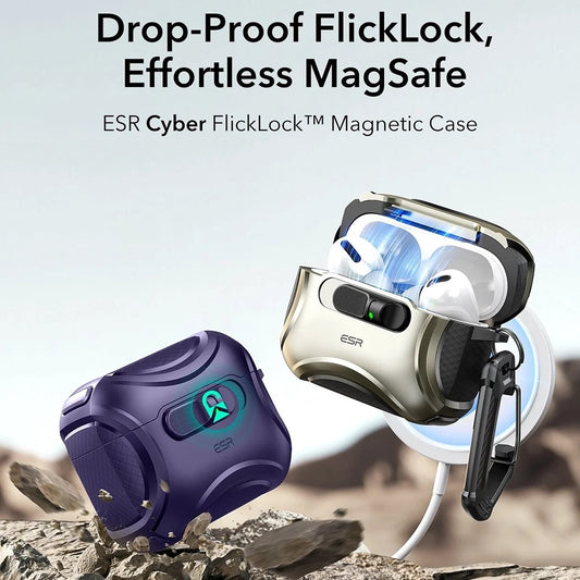Ovitek ESR Cyber FlickLock za Apple AirPods Pro 3, Vijolična