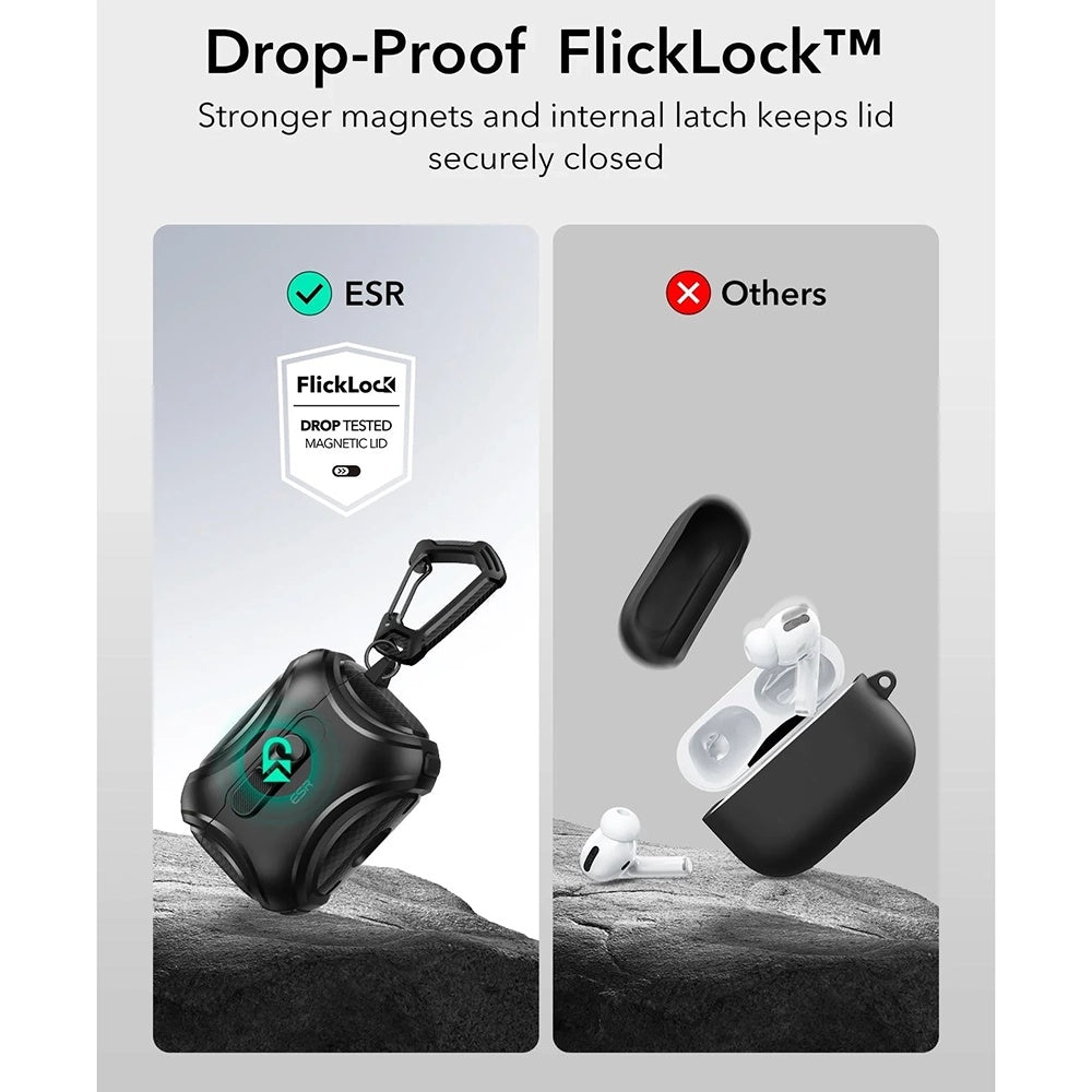 Ovitek ESR Cyber FlickLock za Apple AirPods Pro 3, Črn