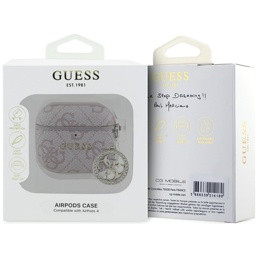 Ovitek Guess 4G Strass Charm za Apple AirPods 4, Roza