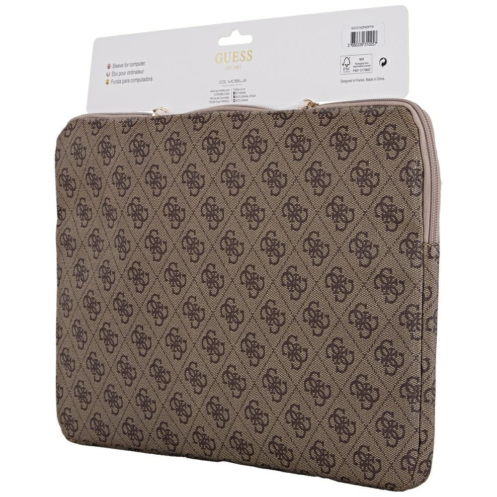 Ovitek Guess 4G Triangle Logo za prenosnik 14inch, rjava