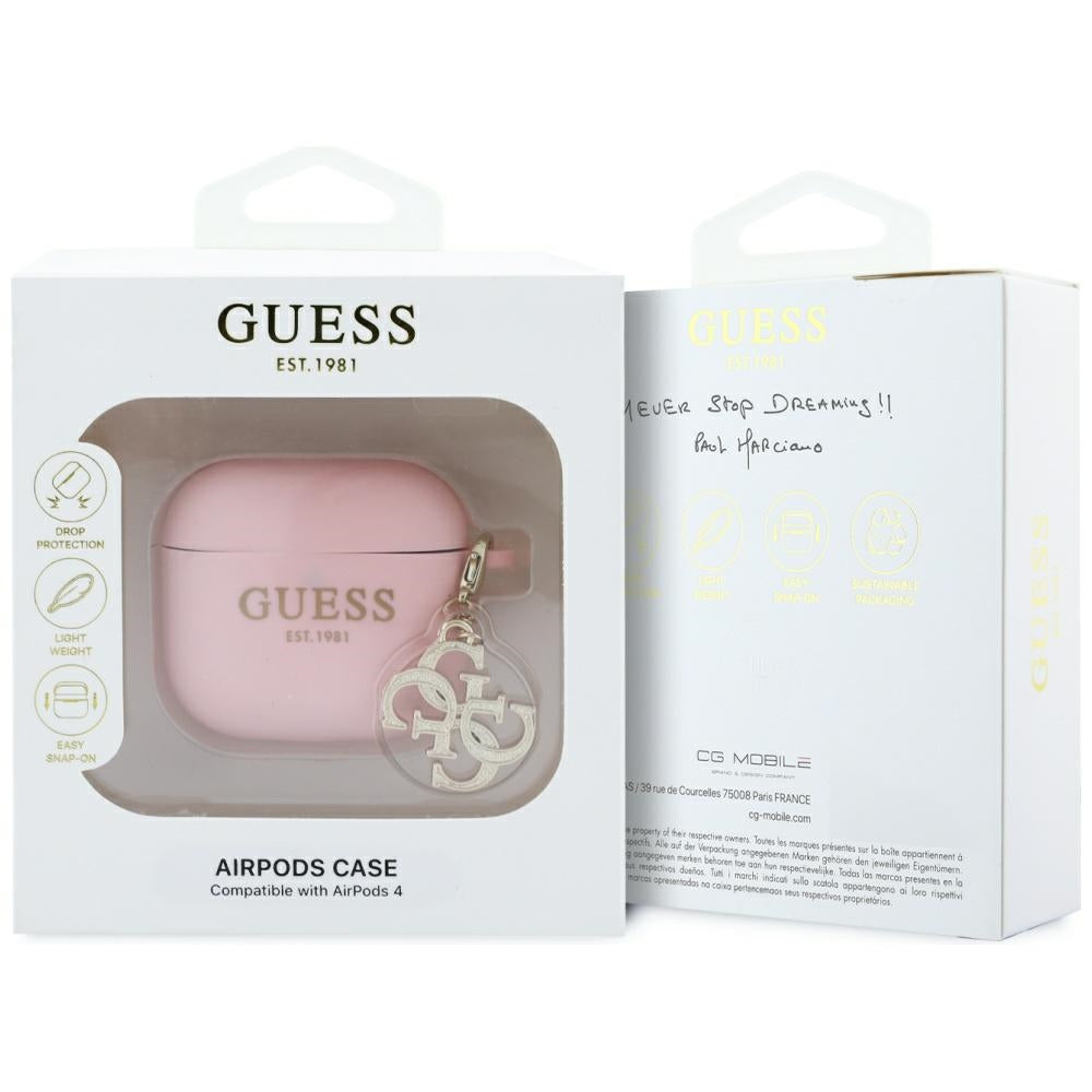 Ovitek Guess W/4G Charm za Apple AirPods 4, Roza