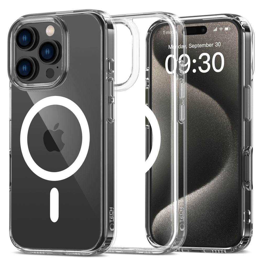 Ohišje MagSafe za Apple iPhone 16 Pro, Tech-Protect, Flexair Hybrid, prozorno