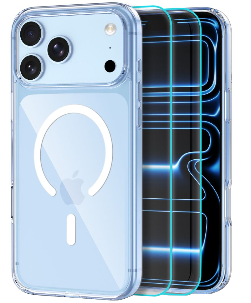 Ovitek MagSafe za Apple iPhone 18 Pro / 17 Pro, Tech-Protect, Flexair Hybrid s zaščito zaslona, Prozoren