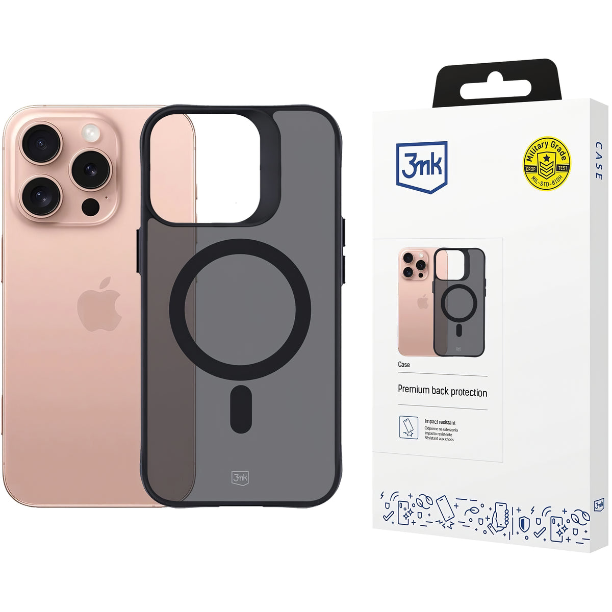 Ohišje MagSafe za Apple iPhone 16 Pro Max, 3MK, dim MagCase, črno