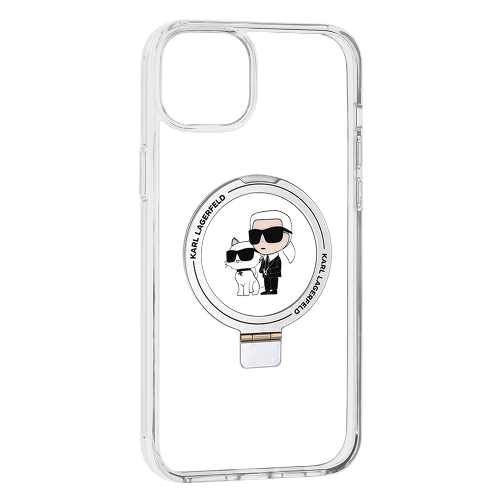 Ovitek MagSafe za Apple iPhone 15 Plus, Karl Lagerfeld, Ringstand Karl and Choupette, bel, ponovno zapakiran