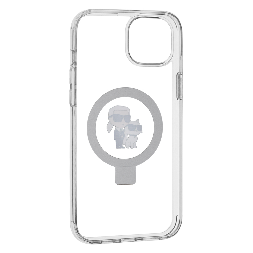 Ovitek MagSafe za Apple iPhone 15 Plus, Karl Lagerfeld, Ringstand Karl and Choupette, bel, ponovno zapakiran