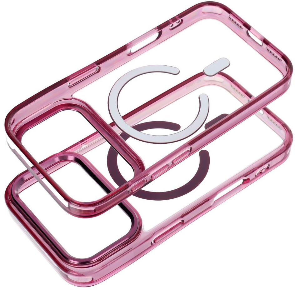MagSafe ovitek za Apple iPhone 18 Pro / iPhone 17 Pro, OEM, Frame Clear Hybrid, višnjev rdeč