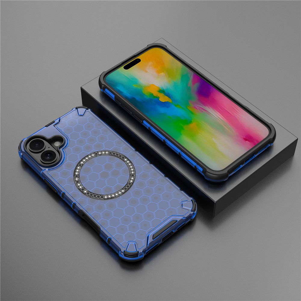 MagSafe ovitek za Apple iPhone 16, Techsuit, HoneyComb Shield, modra