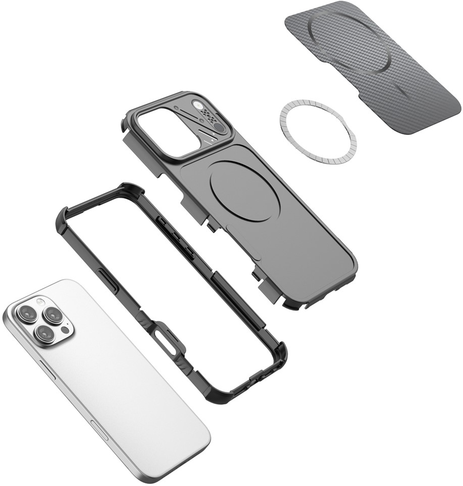 Ovitek MagSafe za Apple iPhone 16 Pro Max, OEM, ogljikova vlakna in zaščita robov, vijolična