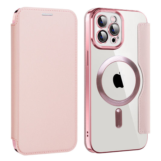 Ovitek MagSafe za Apple iPhone 12 Pro Max, Techsuit, SmartMag Book, roza