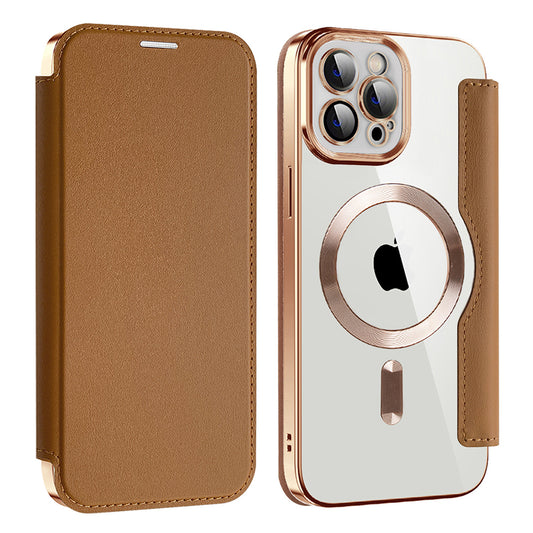 Ovitek MagSafe za Apple iPhone 12 Pro, Techsuit, SmartMag Book, rjav