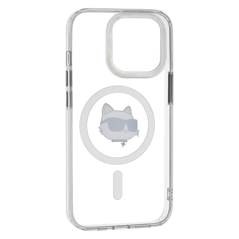 Ovitek MagSafe za Apple iPhone 13 Pro Max, Karl Lagerfeld, IML Metal Choupette's Head, Bela