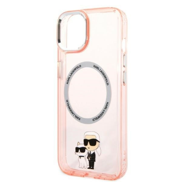 MagSafe ovitek za Apple iPhone 14, Karl Lagerfeld, Ikonik Karl & Choupette, Roza