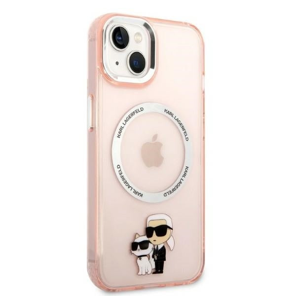 MagSafe ovitek za Apple iPhone 14, Karl Lagerfeld, Ikonik Karl & Choupette, Roza