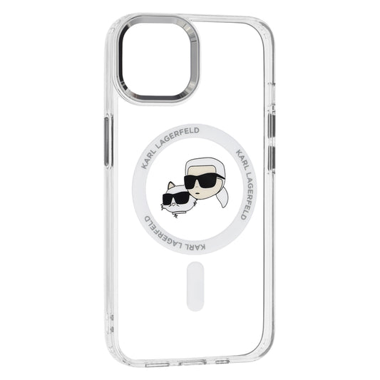 Ovitek MagSafe za Apple iPhone 14, Karl Lagerfeld, IML Metal Karl & Choupette's Heads, Bela