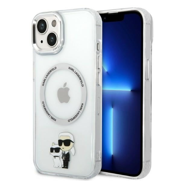 Ovitek MagSafe za Apple iPhone 14 Plus, Karl Lagerfeld, Ikonik Karl & Choupette, Prozoren