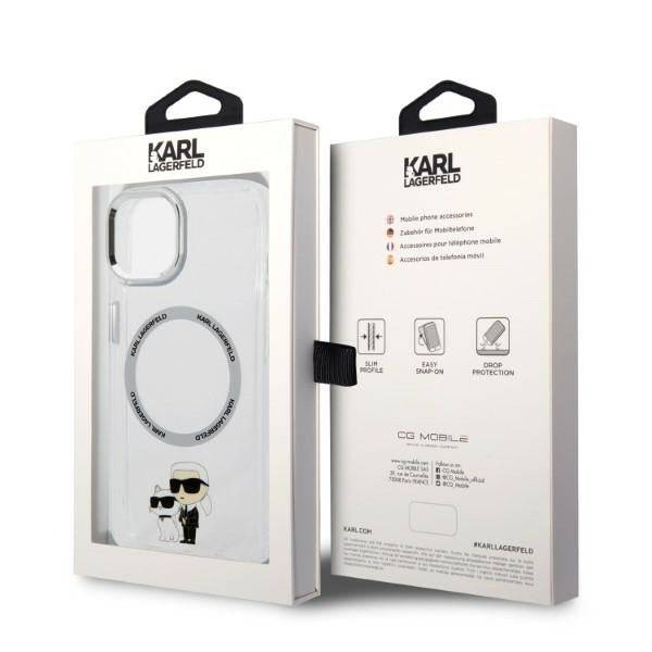 Ovitek MagSafe za Apple iPhone 14 Plus, Karl Lagerfeld, Ikonik Karl & Choupette, Prozoren