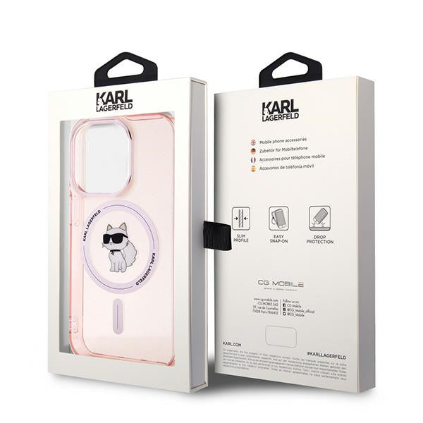 Ovitek MagSafe za Apple iPhone 14 Pro Max, Karl Lagerfeld, IML Choupette, Roza