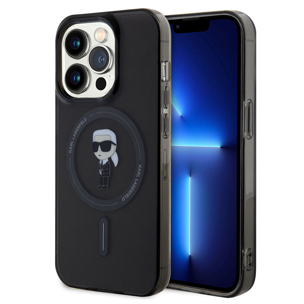 Ovitek MagSafe za Apple iPhone 14 Pro Max, Karl Lagerfeld, IML Ikonik Karl, Črn